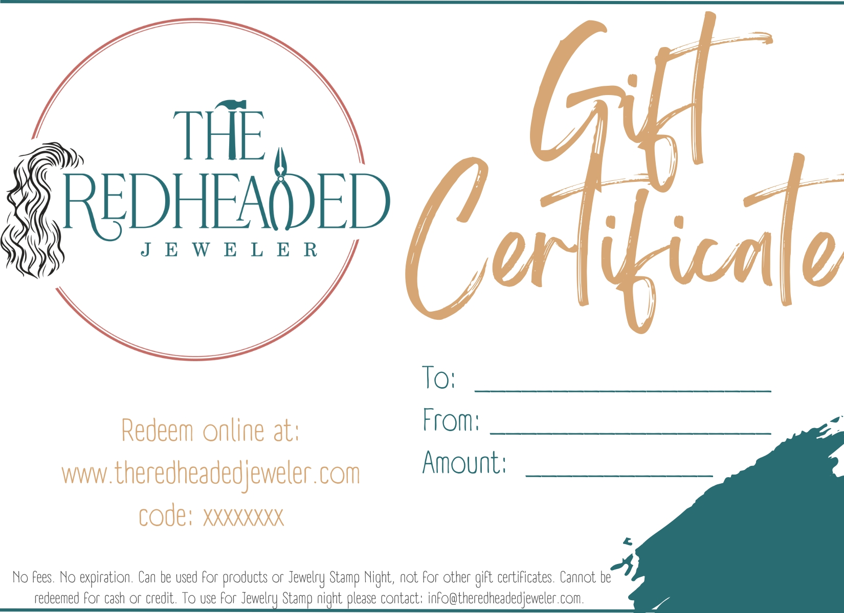Gift Certificate The Redheaded Jeweler Gift Certificate The Redheaded Jeweler